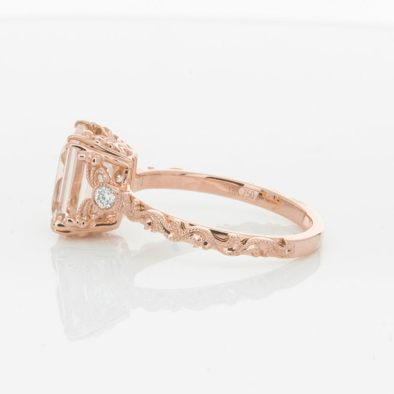 18ct Rose Gold Morganite & Diamond Romanov Ring-Ring-Walker & Hall