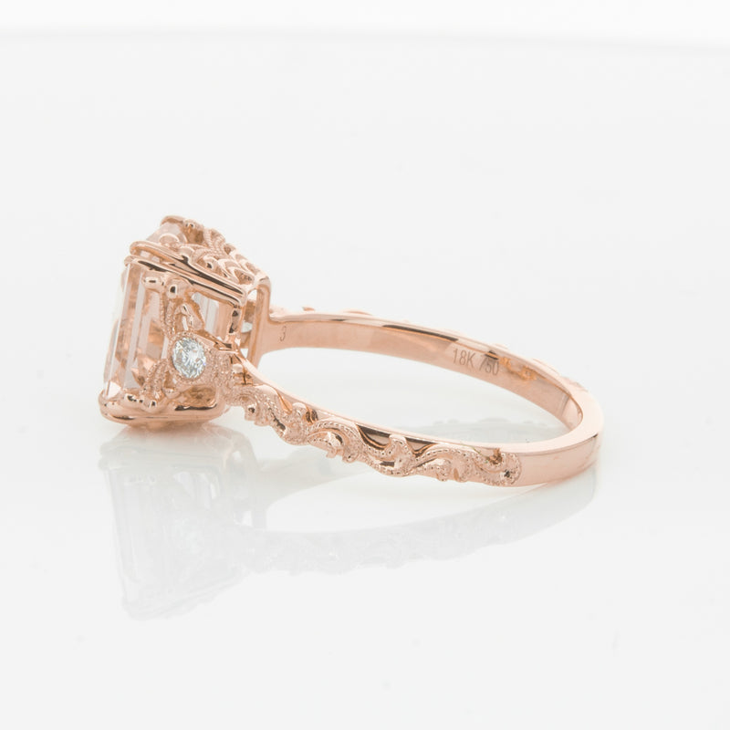 18ct Rose Gold Morganite & Diamond Romanov Ring-Ring-Walker & Hall