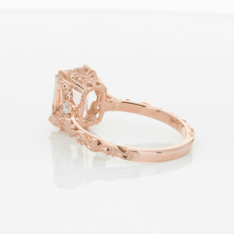 18ct Rose Gold Morganite & Diamond Romanov Ring-Ring-Walker & Hall