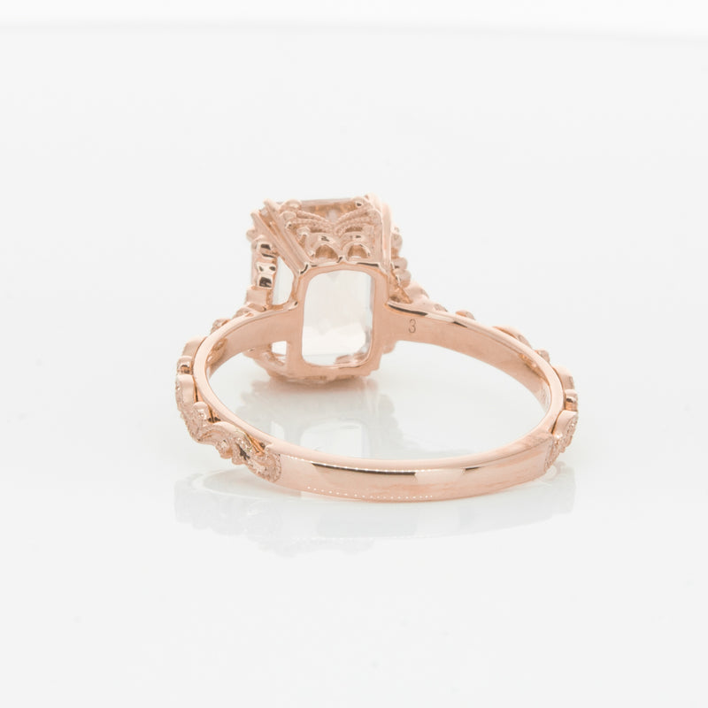 18ct Rose Gold Morganite & Diamond Romanov Ring-Ring-Walker & Hall