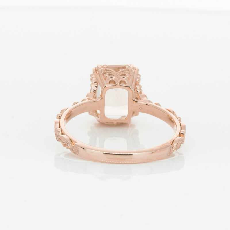 18ct Rose Gold Morganite & Diamond Romanov Ring-Ring-Walker & Hall