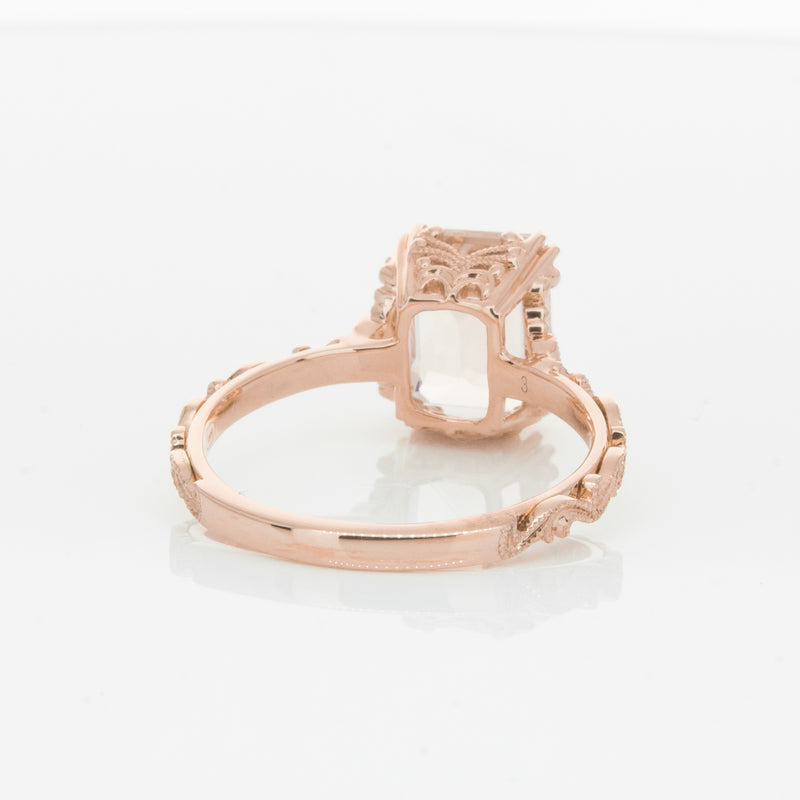 18ct Rose Gold Morganite & Diamond Romanov Ring-Ring-Walker & Hall