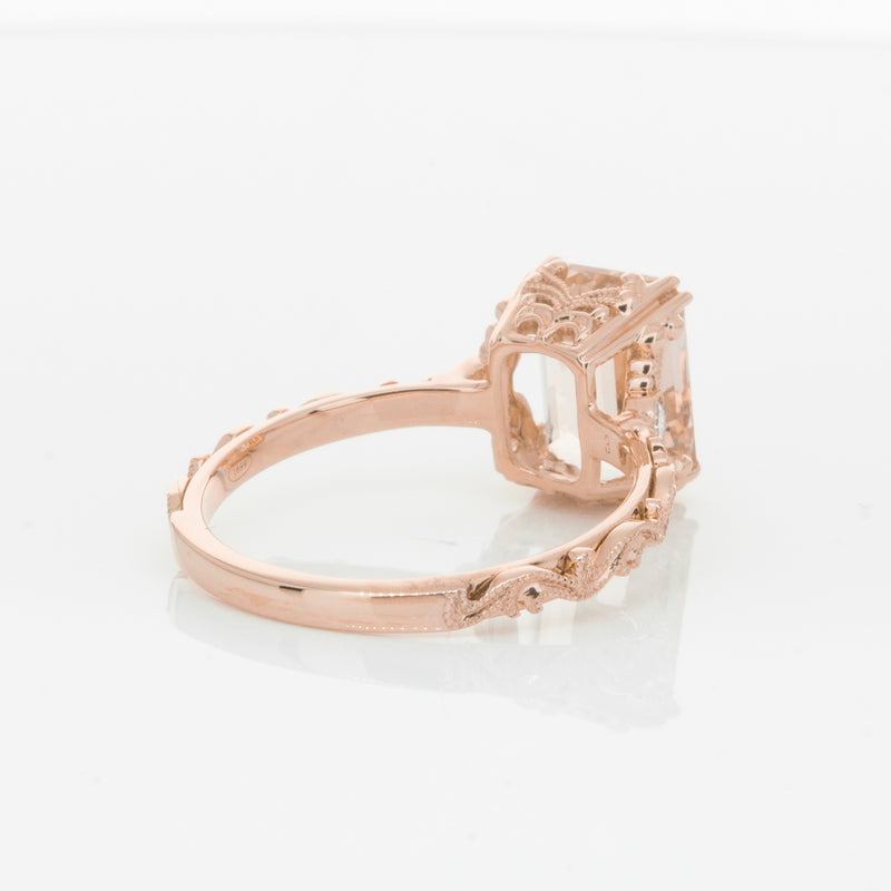 18ct Rose Gold Morganite & Diamond Romanov Ring-Ring-Walker & Hall