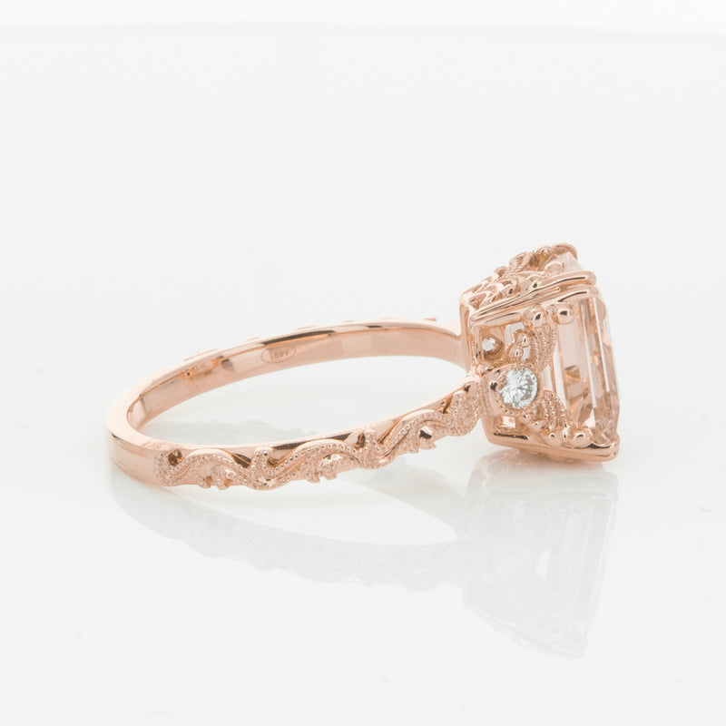 18ct Rose Gold Morganite & Diamond Romanov Ring-Ring-Walker & Hall