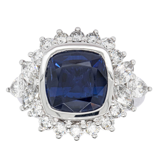 18ct White Gold 4.79ct Sapphire & Diamond Ring - Walker & Hall