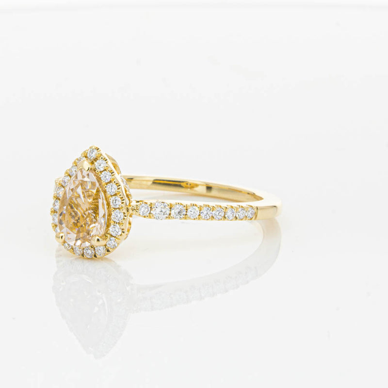 18ct Yellow Gold Pear Cut Morganite & Diamond Mini Sierra Ring-Ring-Walker & Hall