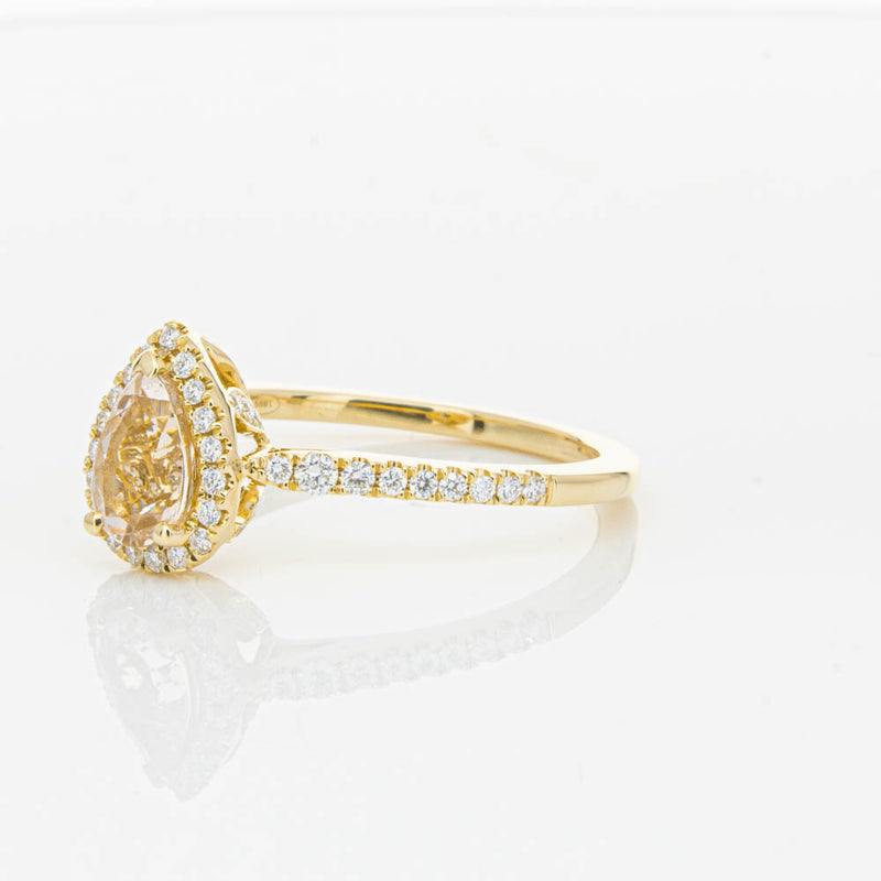 18ct Yellow Gold Pear Cut Morganite & Diamond Mini Sierra Ring-Ring-Walker & Hall