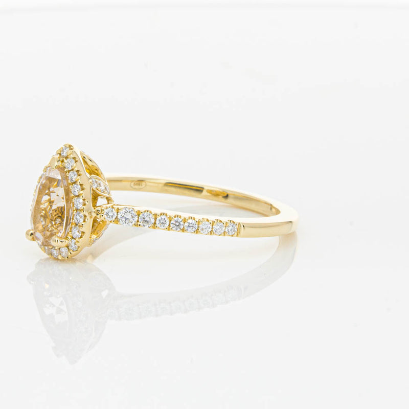18ct Yellow Gold Pear Cut Morganite & Diamond Mini Sierra Ring-Ring-Walker & Hall