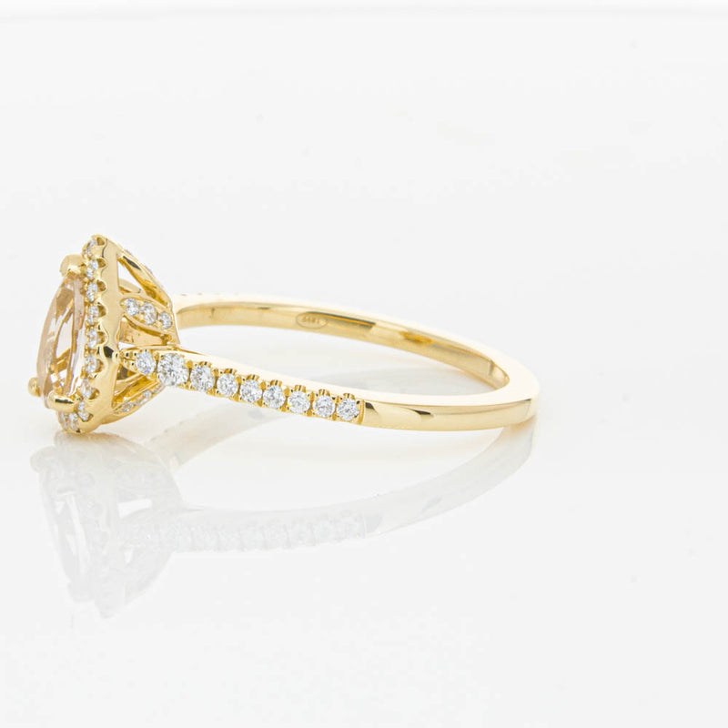 18ct Yellow Gold Pear Cut Morganite & Diamond Mini Sierra Ring-Ring-Walker & Hall