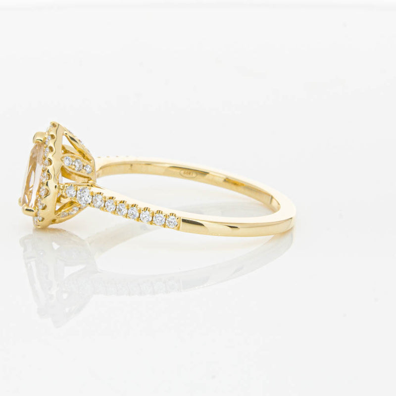 18ct Yellow Gold Pear Cut Morganite & Diamond Mini Sierra Ring-Ring-Walker & Hall