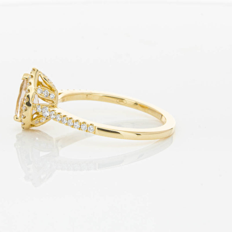 18ct Yellow Gold Pear Cut Morganite & Diamond Mini Sierra Ring-Ring-Walker & Hall