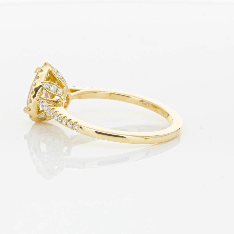 18ct Yellow Gold Pear Cut Morganite & Diamond Mini Sierra Ring-Ring-Walker & Hall