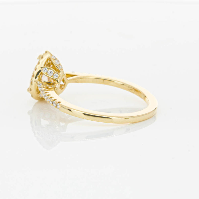 18ct Yellow Gold Pear Cut Morganite & Diamond Mini Sierra Ring-Ring-Walker & Hall
