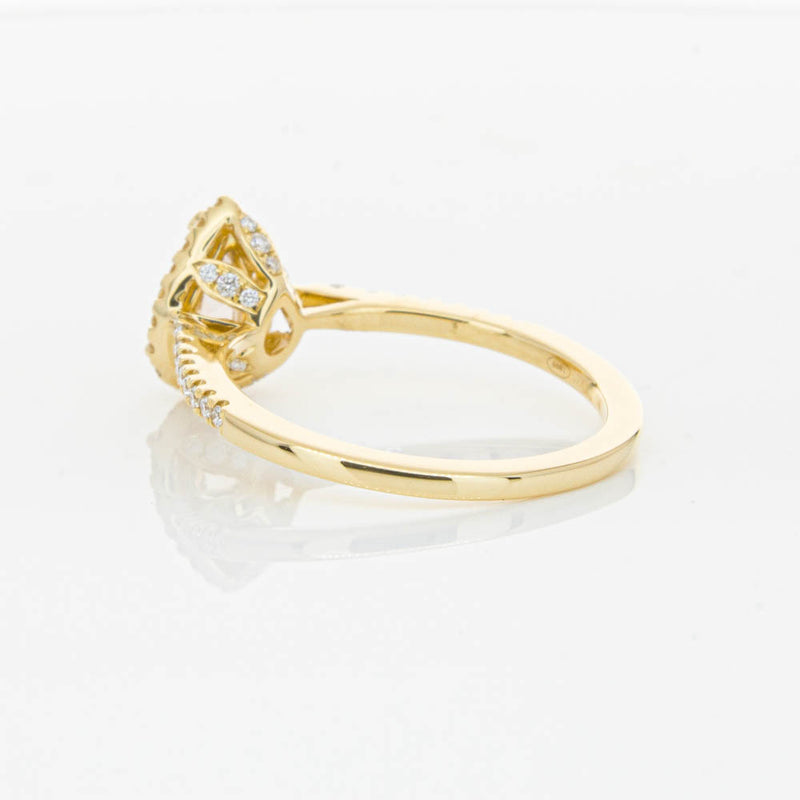 18ct Yellow Gold Pear Cut Morganite & Diamond Mini Sierra Ring-Ring-Walker & Hall