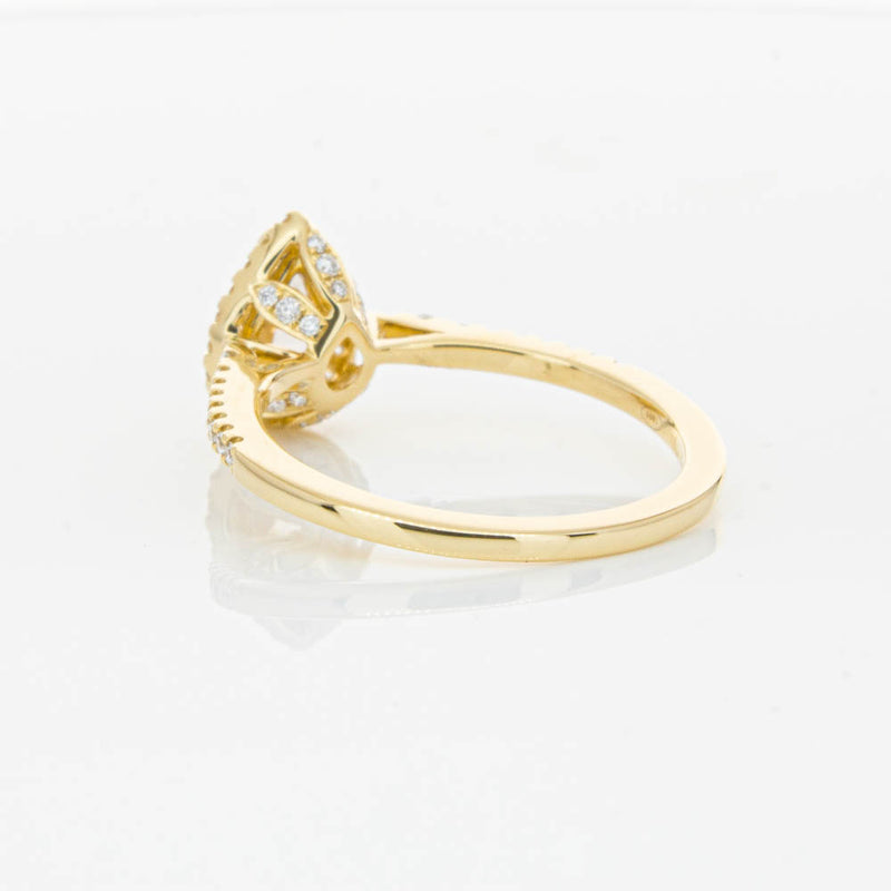 18ct Yellow Gold Pear Cut Morganite & Diamond Mini Sierra Ring-Ring-Walker & Hall