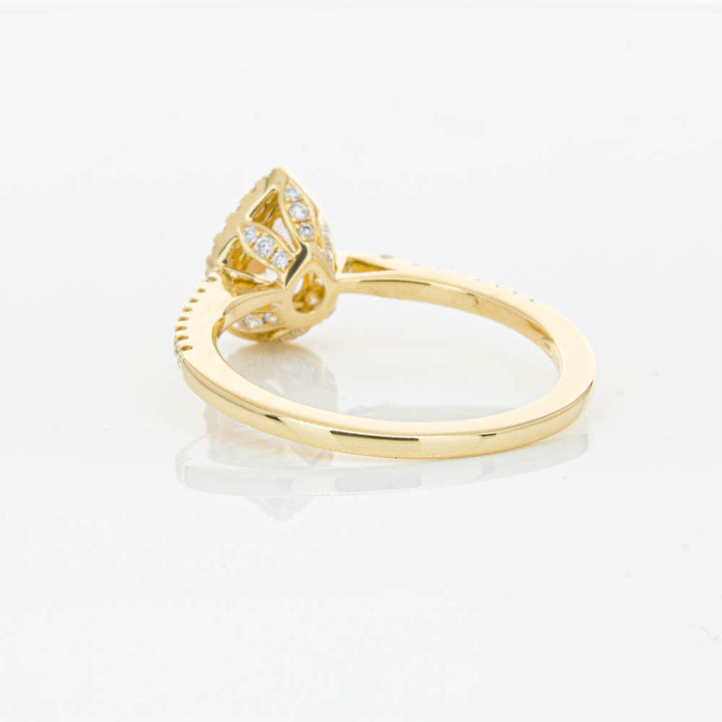 18ct Yellow Gold Pear Cut Morganite & Diamond Mini Sierra Ring-Ring-Walker & Hall