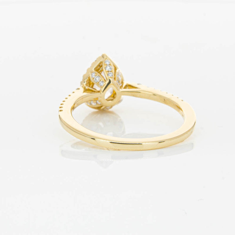 18ct Yellow Gold Pear Cut Morganite & Diamond Mini Sierra Ring-Ring-Walker & Hall