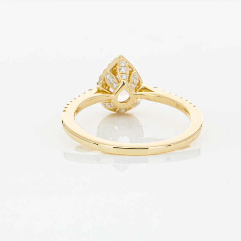 18ct Yellow Gold Pear Cut Morganite & Diamond Mini Sierra Ring-Ring-Walker & Hall