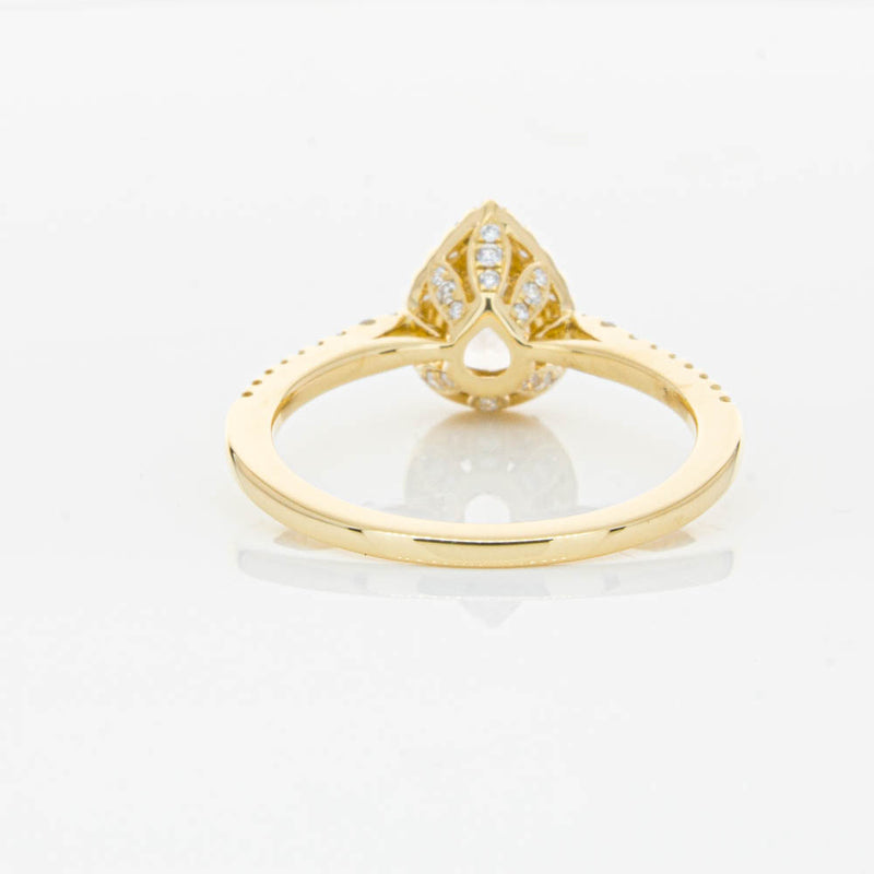 18ct Yellow Gold Pear Cut Morganite & Diamond Mini Sierra Ring-Ring-Walker & Hall