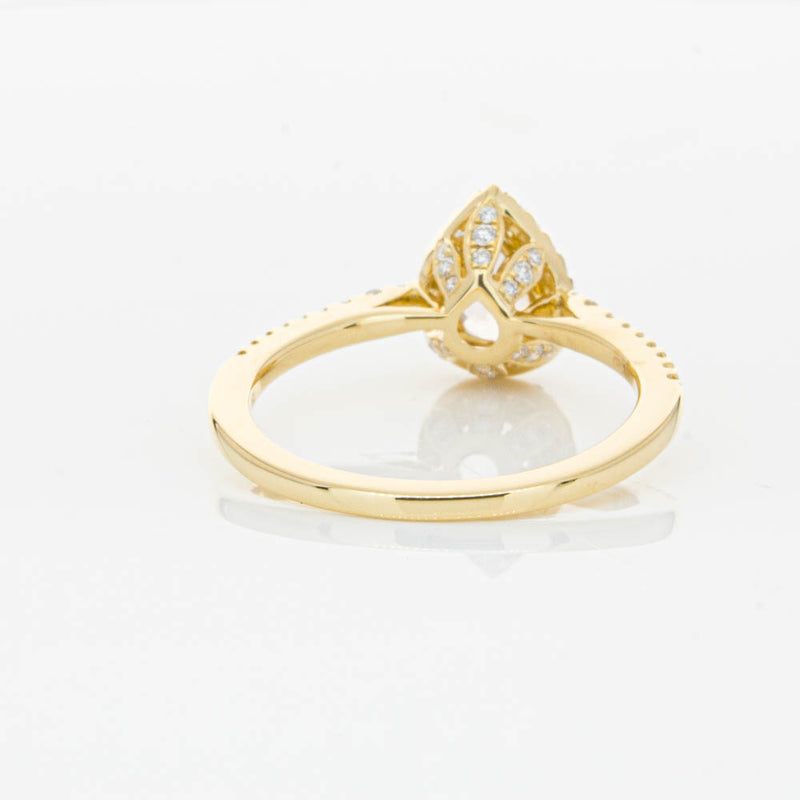18ct Yellow Gold Pear Cut Morganite & Diamond Mini Sierra Ring-Ring-Walker & Hall