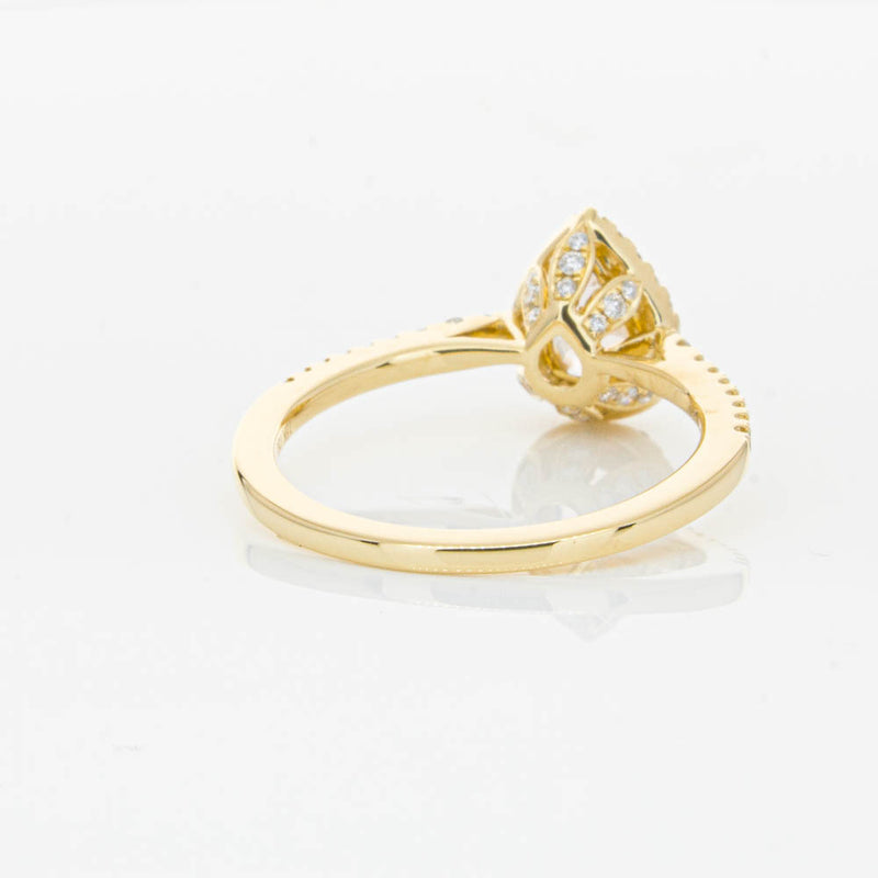18ct Yellow Gold Pear Cut Morganite & Diamond Mini Sierra Ring-Ring-Walker & Hall