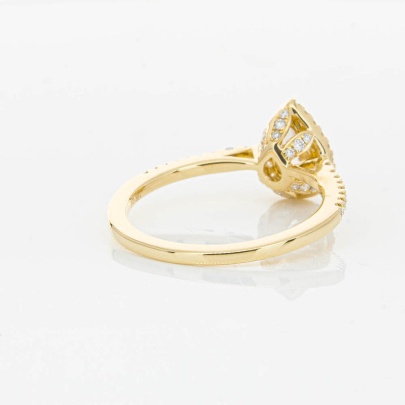 18ct Yellow Gold Pear Cut Morganite & Diamond Mini Sierra Ring-Ring-Walker & Hall