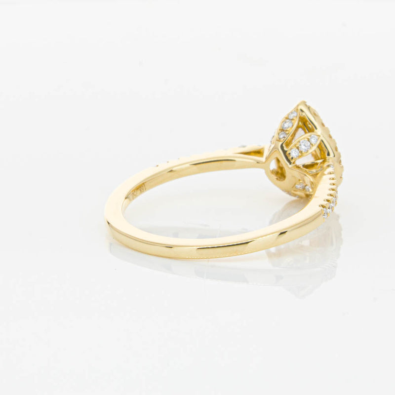 18ct Yellow Gold Pear Cut Morganite & Diamond Mini Sierra Ring-Ring-Walker & Hall