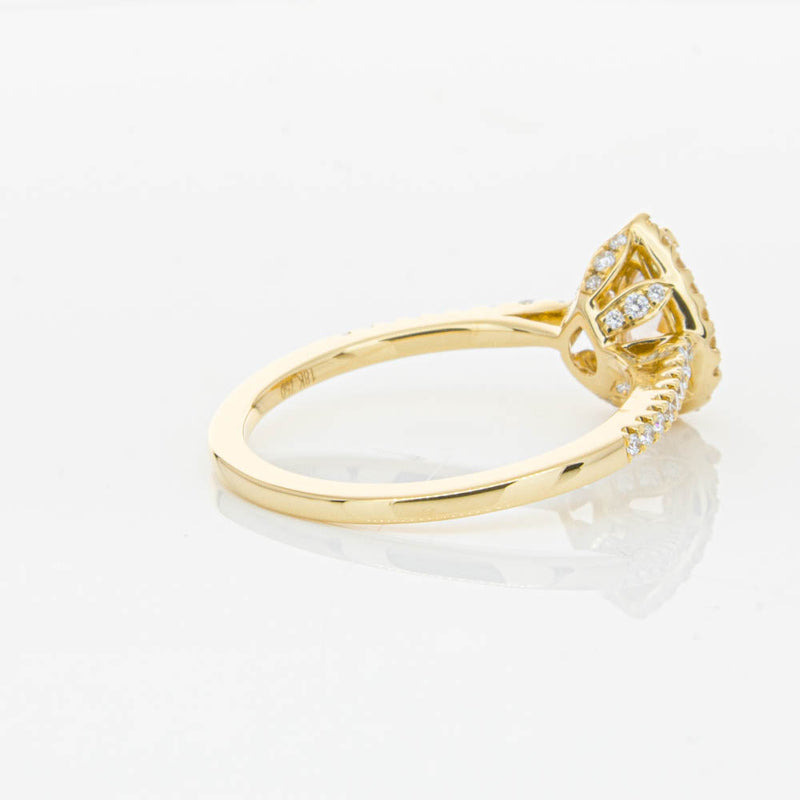 18ct Yellow Gold Pear Cut Morganite & Diamond Mini Sierra Ring-Ring-Walker & Hall