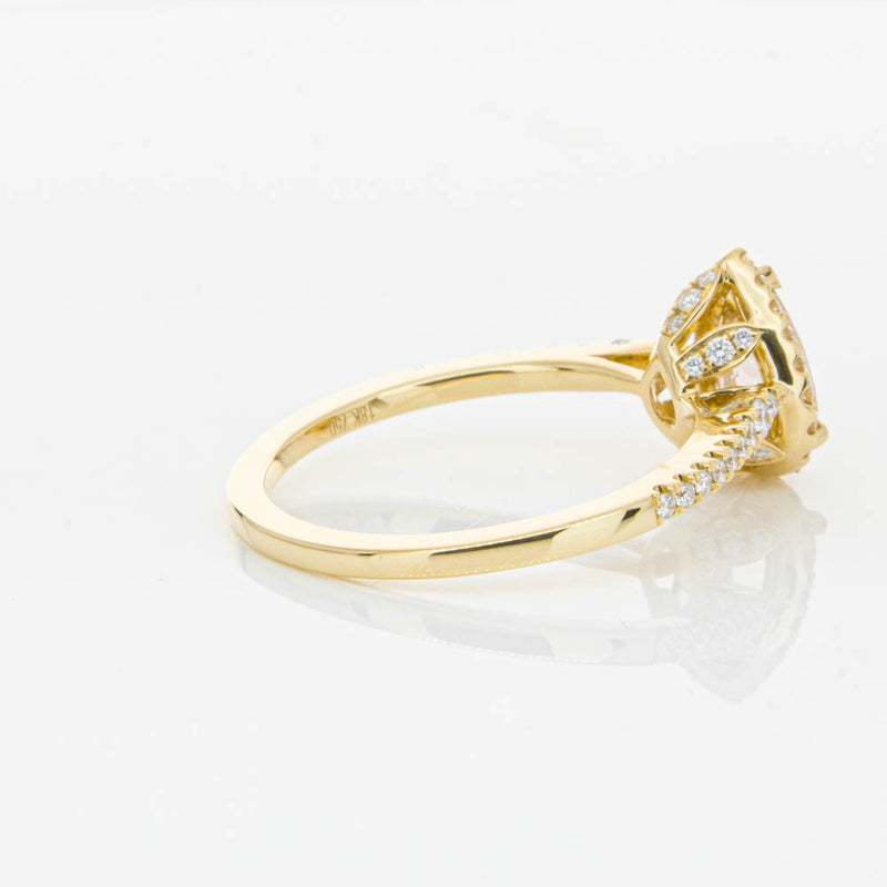 18ct Yellow Gold Pear Cut Morganite & Diamond Mini Sierra Ring-Ring-Walker & Hall
