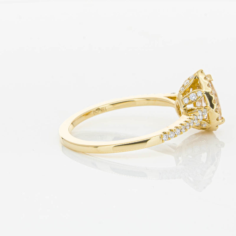 18ct Yellow Gold Pear Cut Morganite & Diamond Mini Sierra Ring-Ring-Walker & Hall