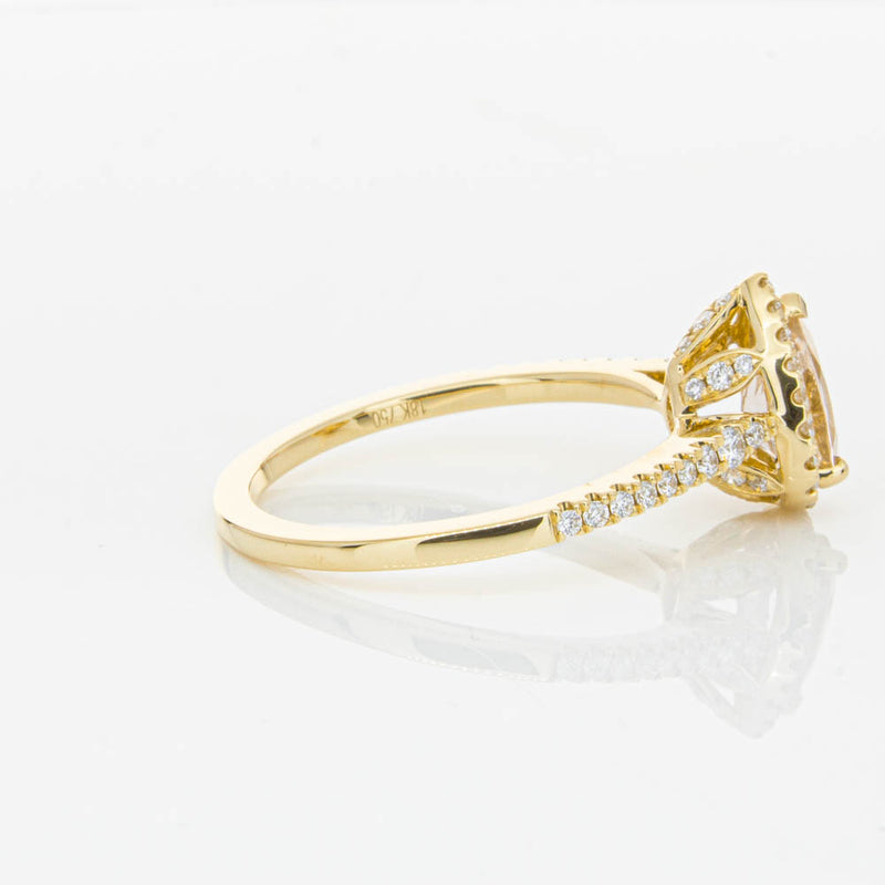 18ct Yellow Gold Pear Cut Morganite & Diamond Mini Sierra Ring-Ring-Walker & Hall