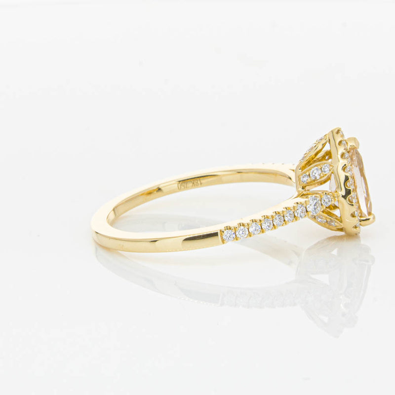 18ct Yellow Gold Pear Cut Morganite & Diamond Mini Sierra Ring-Ring-Walker & Hall