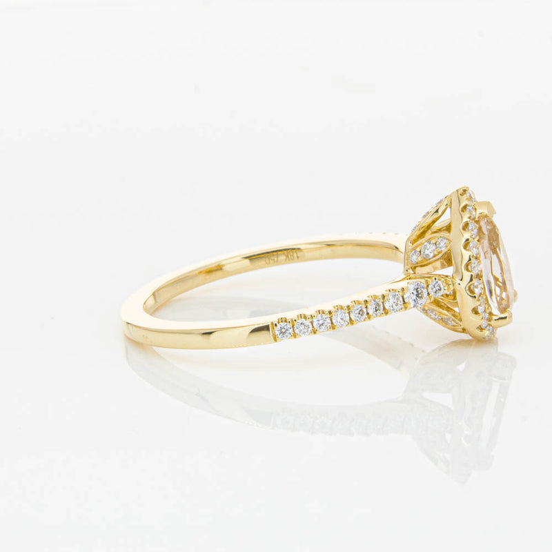 18ct Yellow Gold Pear Cut Morganite & Diamond Mini Sierra Ring-Ring-Walker & Hall
