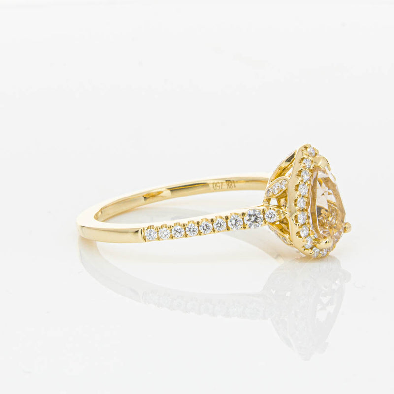 18ct Yellow Gold Pear Cut Morganite & Diamond Mini Sierra Ring-Ring-Walker & Hall