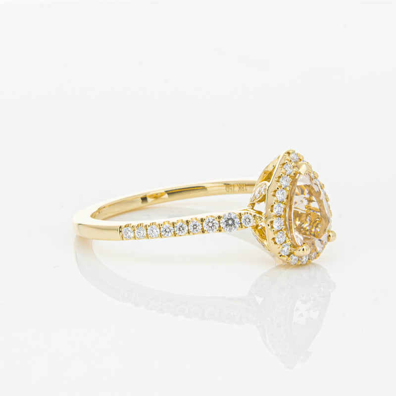 18ct Yellow Gold Pear Cut Morganite & Diamond Mini Sierra Ring-Ring-Walker & Hall