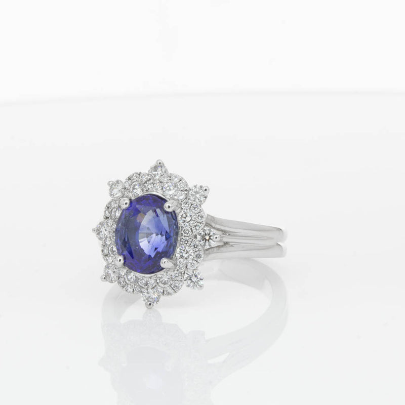18ct White Gold Sapphire & Diamond Ring-Ring-Walker & Hall