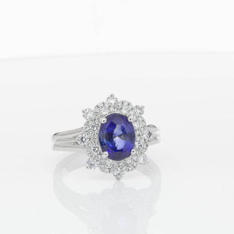 18ct White Gold Sapphire & Diamond Ring-Ring-Walker & Hall
