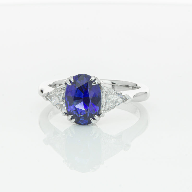 18ct White Gold 2.10ct Sapphire & Diamond Ring-Ring-Walker & Hall