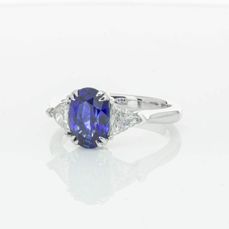 18ct White Gold 2.10ct Sapphire & Diamond Ring-Ring-Walker & Hall