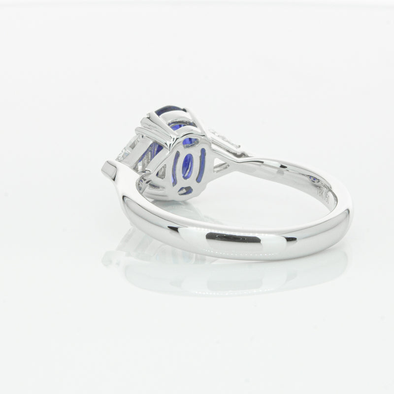 18ct White Gold 2.10ct Sapphire & Diamond Ring-Ring-Walker & Hall