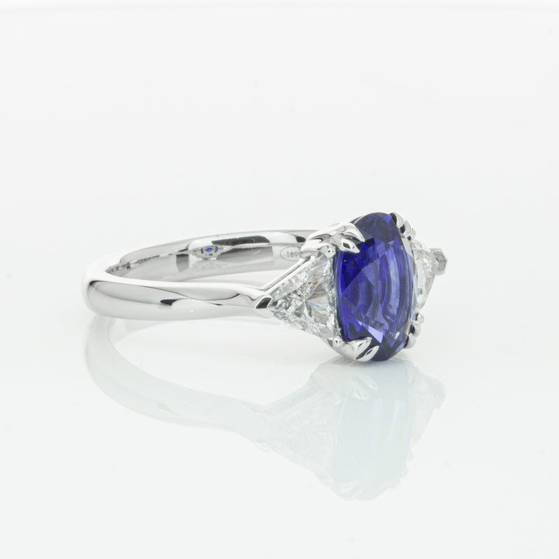 18ct White Gold 2.10ct Sapphire & Diamond Ring-Ring-Walker & Hall
