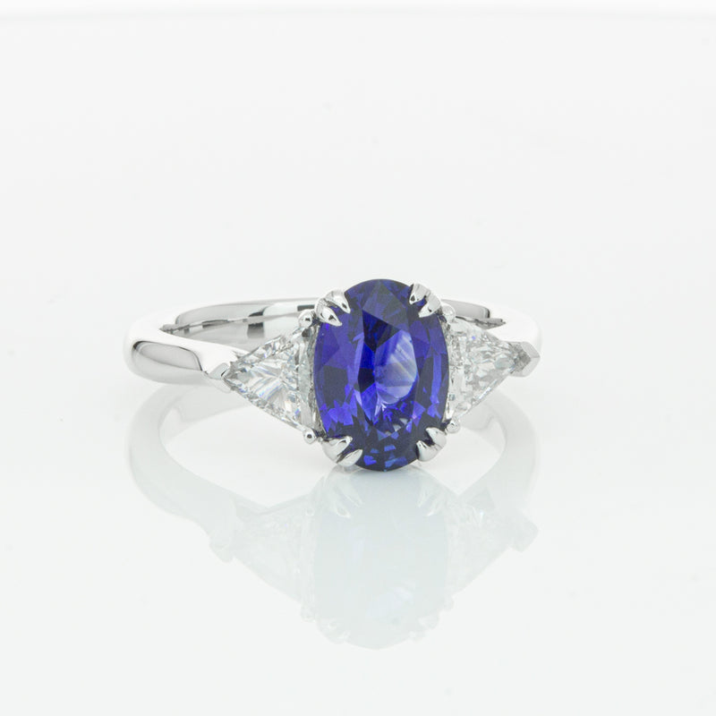 18ct White Gold 2.10ct Sapphire & Diamond Ring-Ring-Walker & Hall