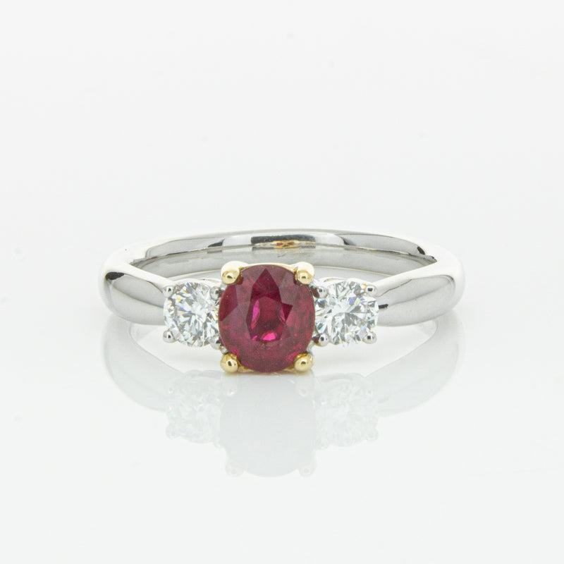 18ct White Gold 1.02ct Ruby & Diamond Ring-Ring-Walker & Hall