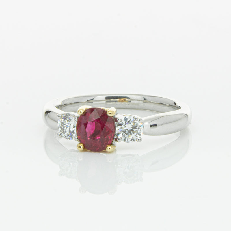 18ct White Gold 1.02ct Ruby & Diamond Ring-Ring-Walker & Hall
