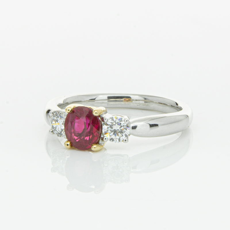 18ct White Gold 1.02ct Ruby & Diamond Ring-Ring-Walker & Hall