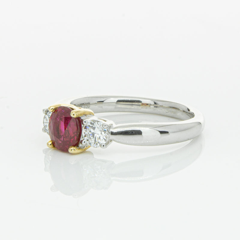 18ct White Gold 1.02ct Ruby & Diamond Ring-Ring-Walker & Hall
