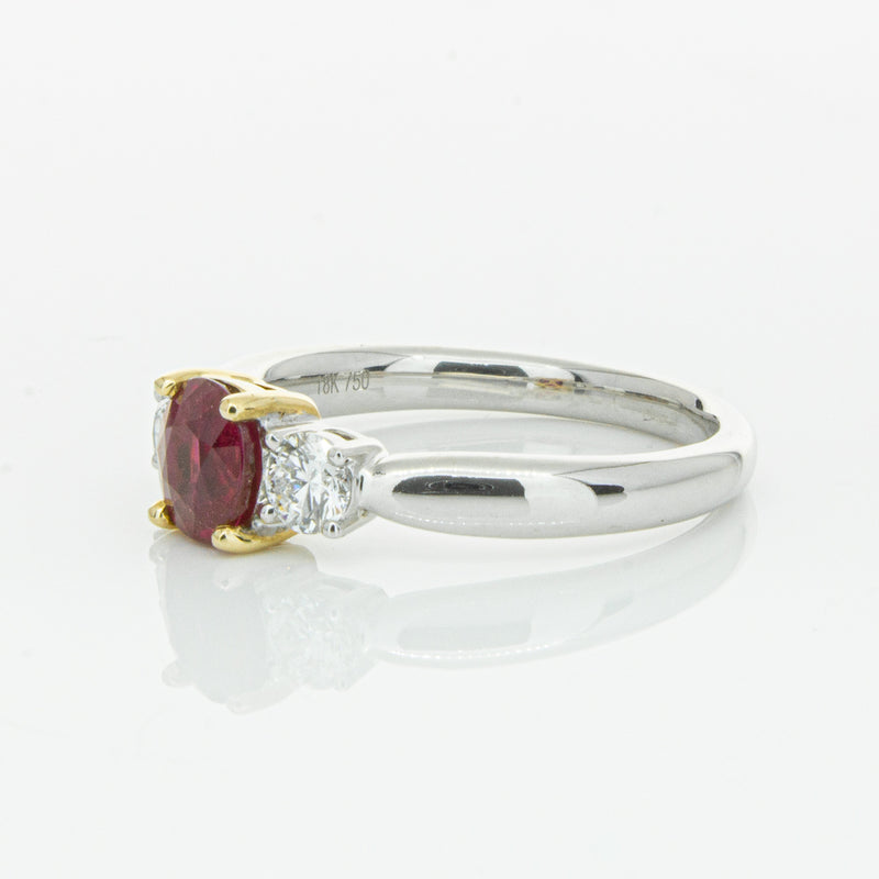 18ct White Gold 1.02ct Ruby & Diamond Ring-Ring-Walker & Hall