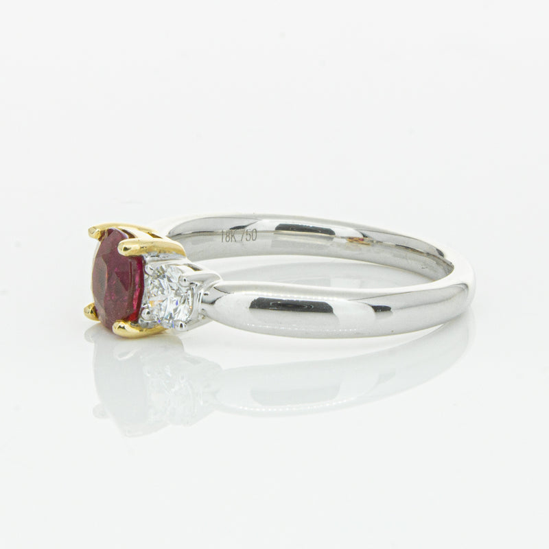 18ct White Gold 1.02ct Ruby & Diamond Ring-Ring-Walker & Hall