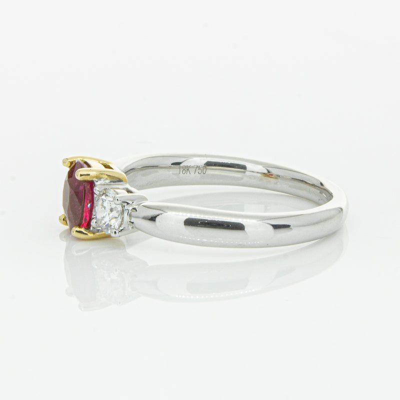 18ct White Gold 1.02ct Ruby & Diamond Ring-Ring-Walker & Hall