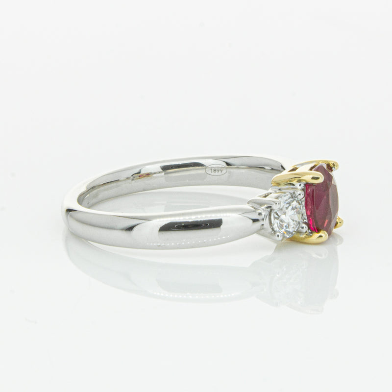 18ct White Gold 1.02ct Ruby & Diamond Ring-Ring-Walker & Hall